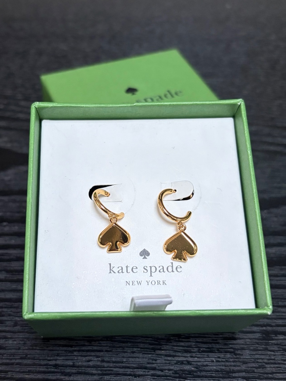 kate spade gold spade dangle hoop earrings